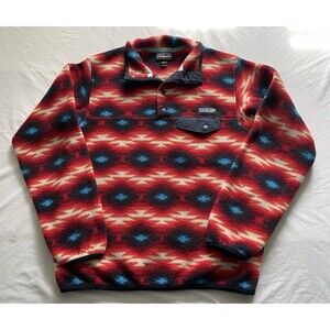 Patagonia Synchilla Sweater Womens Small Aztec Western Fleece Jacket Red Blue